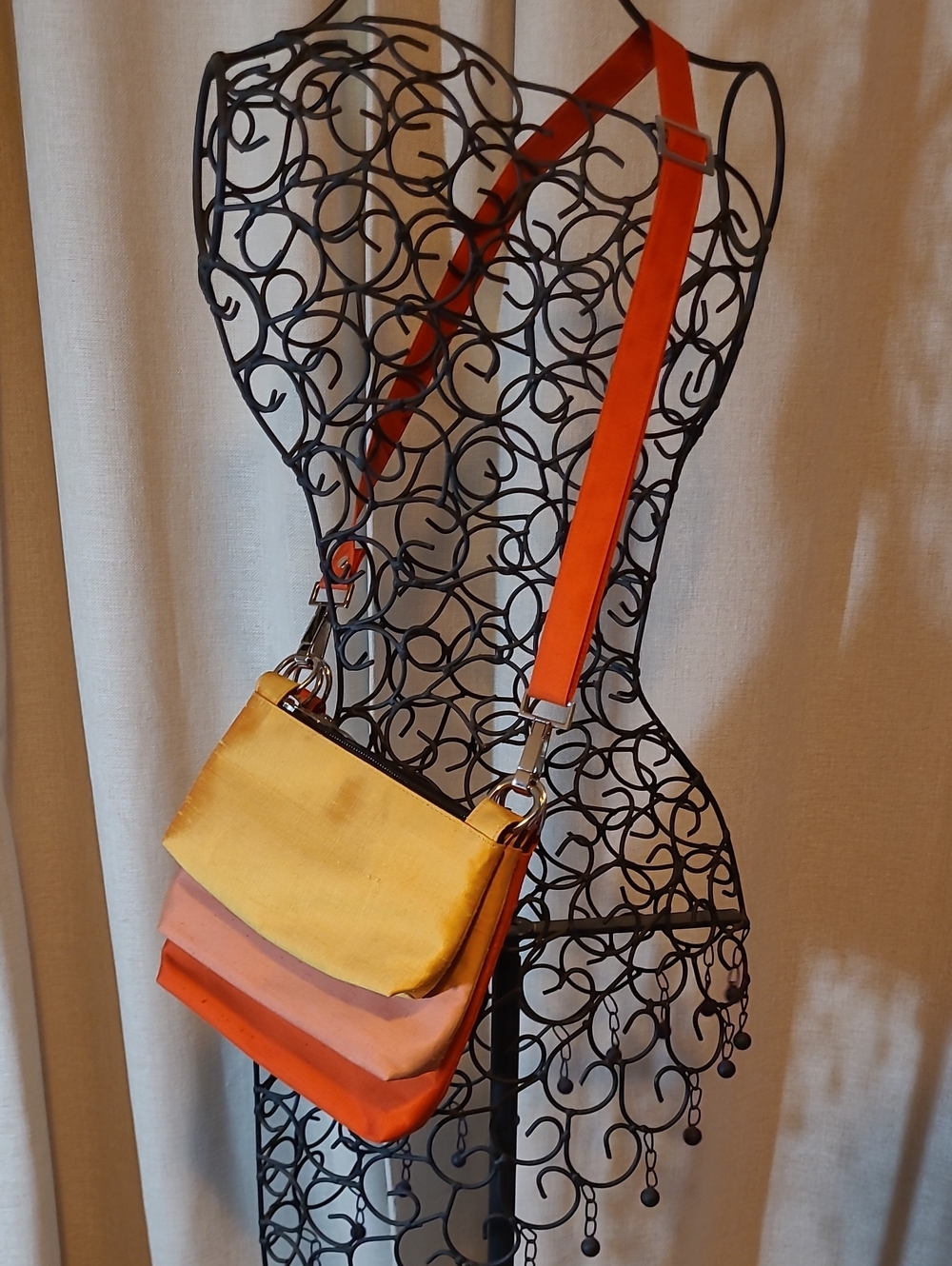 Jim Thompson Thai Silk Crossbody Bag in Yellow, Pink & Orange